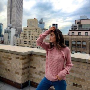 Marled ruffle sweater
